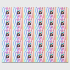 Happy 20th Birthday rainbow rustic boho lines phot ラッピングペーパー