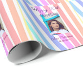 Happy 20th Birthday rainbow rustic boho lines phot ラッピングペーパー (ロールコーナー)