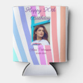 Happy 20th Birthday rainbow rustic boho lines phot 缶クーラー (正面)