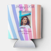 Happy 20th Birthday rainbow rustic boho lines phot 缶クーラー (裏面)