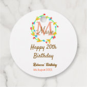 Happy 20th Birthday red add name monogram wreath フェイバータグ (裏面)