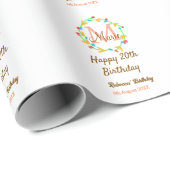 Happy 20th Birthday red add name monogram wreath ラッピングペーパー (ロールコーナー)