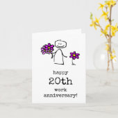 Happy 20th Work Anniversary Card, Co-worker, ボス カード (黄色い花)