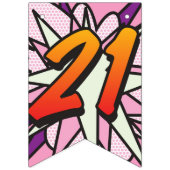 HAPPY 21誕生日漫画ブックアーポップ・アートのトピンク バンティングフラッグ (第1の旗)