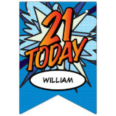 HAPPY 21誕生日漫画ブックアーポップ・アートのト バンティングフラッグ (第1の旗)