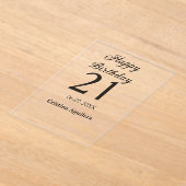 Happy 21st birthday bold letter simple name minima アクリル招待状 (レイダウン)
