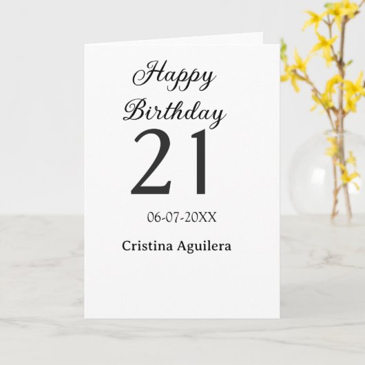 Happy 21st birthday bold letter simple name minima カード (黄色い花)