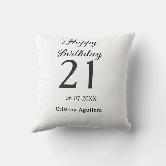 Happy 21st birthday bold letter simple name minima クッション (裏面)
