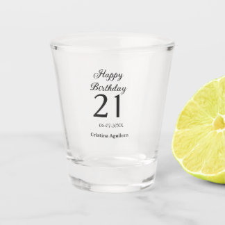 Happy 21st birthday bold letter simple name minima ショットグラス