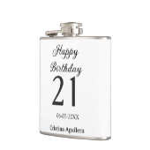 Happy 21st birthday bold letter simple name minima フラスク (左)