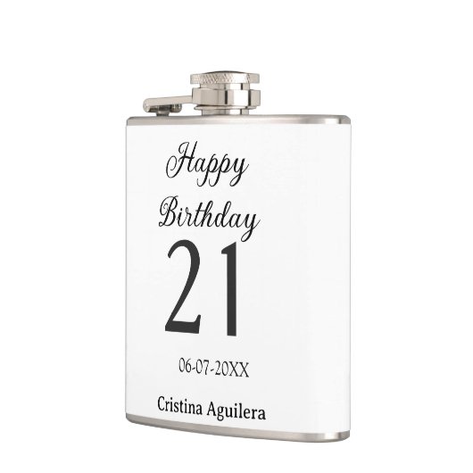 Happy 21st birthday bold letter simple name minima フラスク (左)