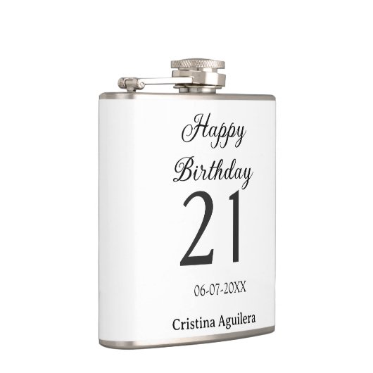 Happy 21st birthday bold letter simple name minima フラスク (右)