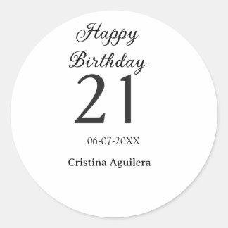 Happy 21st birthday bold letter simple name minima ラウンドシール
