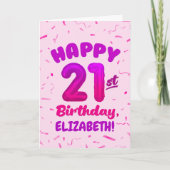 Happy 21st Birthday Card with Custom Name カード (正面)
