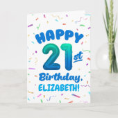 Happy 21st Birthday Card with Custom Name カード (正面)