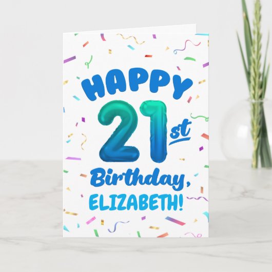 Happy 21st Birthday Card with Custom Name カード (正面)