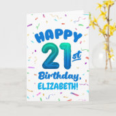 Happy 21st Birthday Card with Custom Name カード (黄色い花)