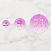 Happy 21st Birthday Chic Falling Pink Glitter コンフェッティ (裏面)