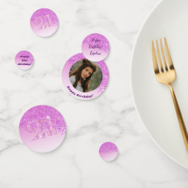 Happy 21st Birthday Chic Falling Pink Glitter コンフェッティ