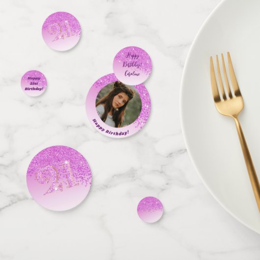 Happy 21st Birthday Chic Falling Pink Glitter コンフェッティ (グループ)