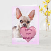 Happy 21st Birthday Chihuahua greeting card カード (黄色い花)