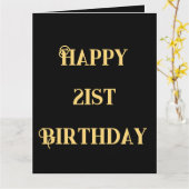 Happy 21st Birthday Gold Yellow Twenty One Age  カード (黄色い花)