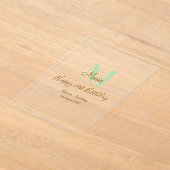 Happy 21st Birthday green add name monogram brown  アクリル招待状 (レイダウン)