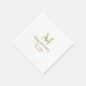Happy 21st Birthday green add name monogram brown  スタンダードカクテルナプキン (角)