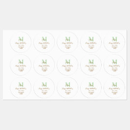 Happy 21st Birthday green add name monogram brown  ラベル