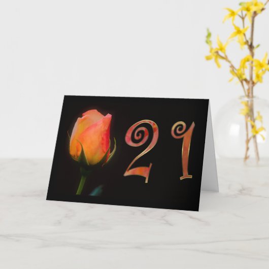 Happy 21st Birthday twentyfirst twentyone 21 21st カード (黄色い花)