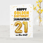 Happy 21st Golden Birthday, Custom Name Birthday カード (黄色い花)