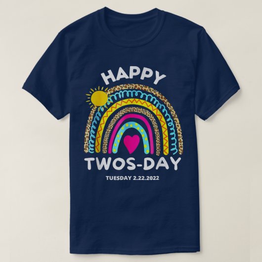 Happy 22222 Twosday 2022年2月22日火曜日Num Tシャツ (デザイン正面)