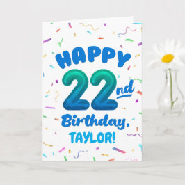 Happy 22nd Birthday Card with Custom Name カード