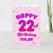 Happy 22nd Birthday Card with Custom Name カード (正面)