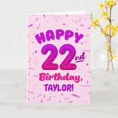 Happy 22nd Birthday Card with Custom Name カード (黄色い花)