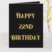 Happy 22nd Birthday Gold Yellow Twenty Two Age カード (黄色い花)