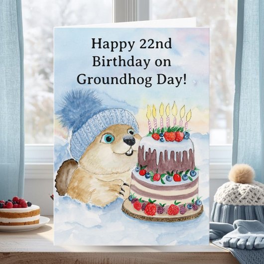 Happy 22nd Groundhog Day Birthday カード