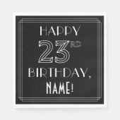 HAPPY 23rd誕生日、アールデコスタイル、名前をカスタムする スタンダードランチョンナプキン (正面)