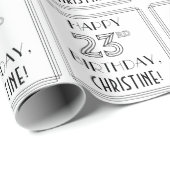 HAPPY 23rd誕生日、アールデコスタイル、名前をカスタムする ラッピングペーパー (ロールコーナー)