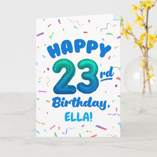 Happy 23rd Birthday Card with Custom Name カード (黄色い花)