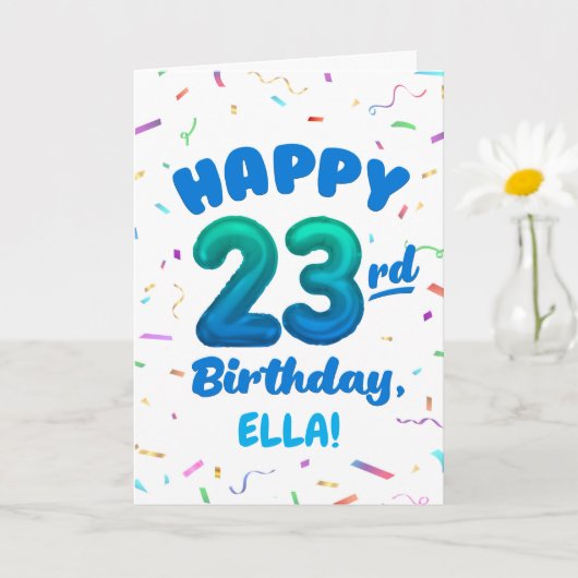 Happy 23rd Birthday Card with Custom Name カード (小さな植物)