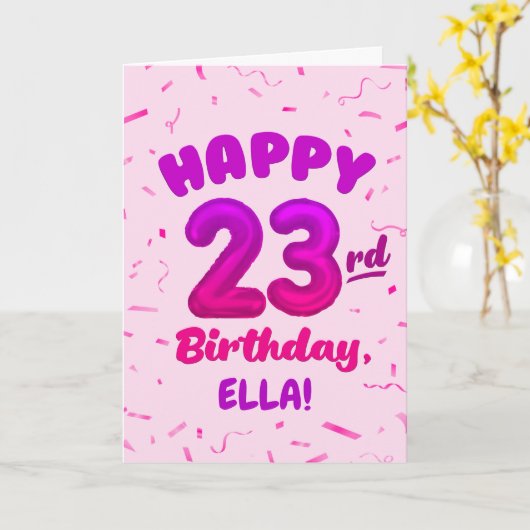 Happy 23rd Birthday Card with Custom Name カード (黄色い花)