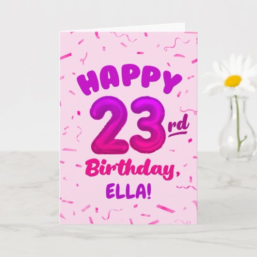 Happy 23rd Birthday Card with Custom Name カード (小さな植物)