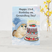  Happy 23rd Groundhog Day Birthday  カード (黄色い花)