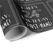 HAPPY 24th誕生日、アールデコスタイル(名前をカスタムする付き) ラッピングペーパー (ロールコーナー)