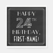 HAPPY 24th誕生日;アールデコスタイル;名前をカスタムする スタンダードランチョンナプキン (正面)