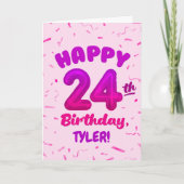 Happy 24th Birthday Card with Custom Name カード (正面)