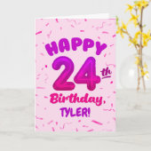Happy 24th Birthday Card with Custom Name カード (黄色い花)