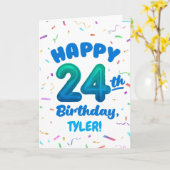 Happy 24th Birthday Card with Custom Name カード (黄色い花)
