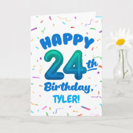Happy 24th Birthday Card with Custom Name カード